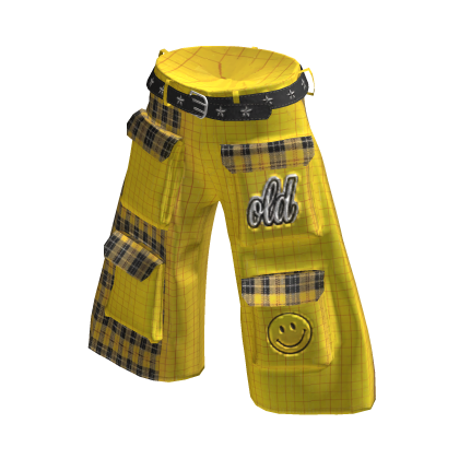 💜 Y2K Baggy Smiley Cargo Pants_ Yellow