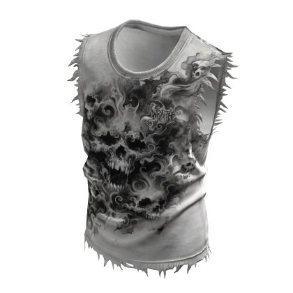Smoke Black & White Tank Top Ripped Torn Vest