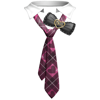 ギャル Agejo Gyaru Bow Pink Heart Collar Neck Tie