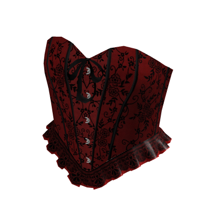 Ruffle Lace Corset Top Red Black