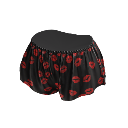 Black Sweet Kiss Valentine Pajama Shorts Set