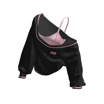 Cozy Baggy 1989 Popstar Sweater (Black&Pink)