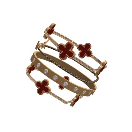 PBR Luxury Shiny Stacked Bracelet Gold Red