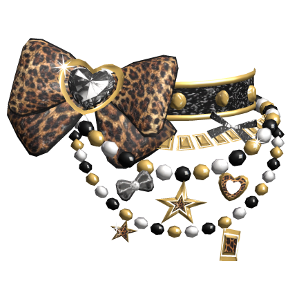 Mcbling Gyaru Leopard Gold Pearly Charm Necklace