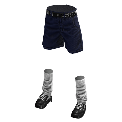 Denim Shorts W Shoes M (Dark Blue)