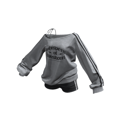 Oversized Off Shoulder Sweatshirt Set (Gray mix)