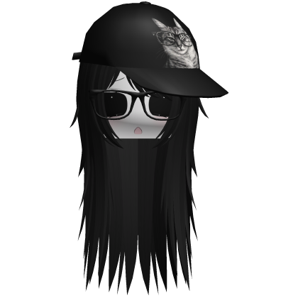 long moe wispy girl hair cat cap mask (black)