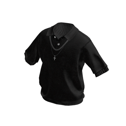 Buttoned Up Shirt W/ Chains (Black)