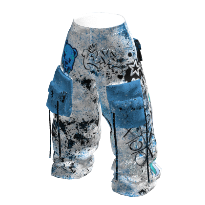 Pocket Pants Cargo - White Blue