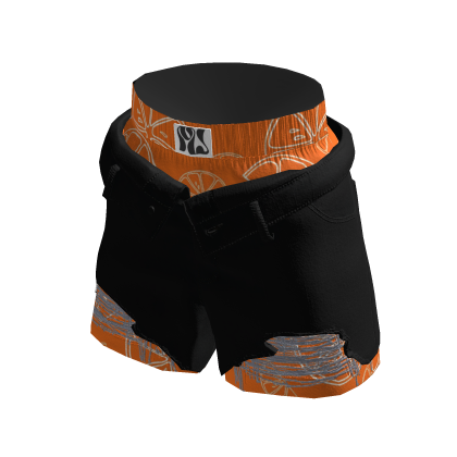 MJ - Shorts Jeans Unzip Black Orange
