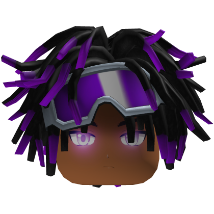 Messy Black Dreads with Ski Goggles - Purple