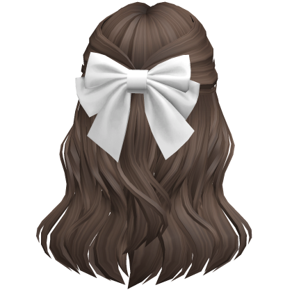 Soft Flowy Half up Hair w/ white Bow (Brown)