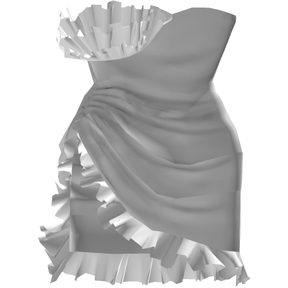 1.0 White Ruffled Slit Dress