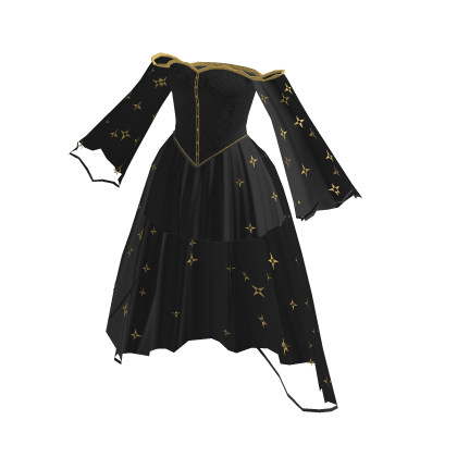 ♾️ Black & gold Goth transparent high low dress