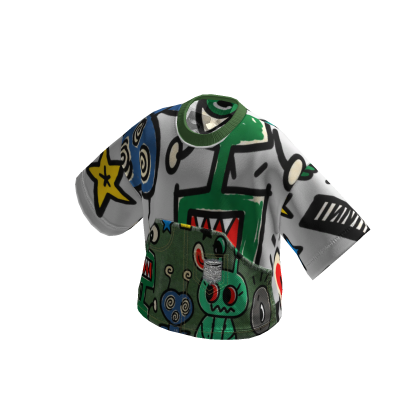 ViCo - Alien Doodle Oversized Tee (White Green) 