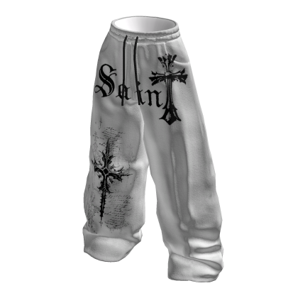 Saint Track Pants Gothic Proper White Black Y2K
