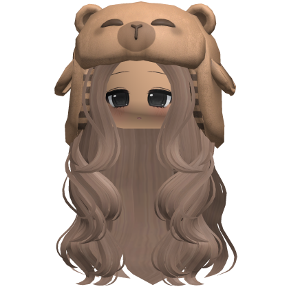 Cute Girl w Wavy Hair + Capybara Hat Milktea