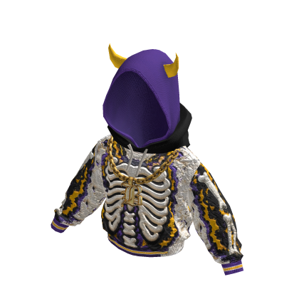 Purple Horned Skeleton Chain Hoodie