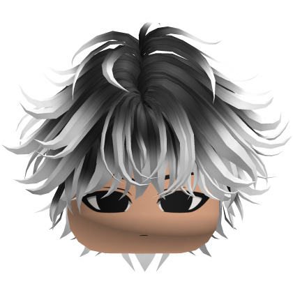 anime messy black white w face