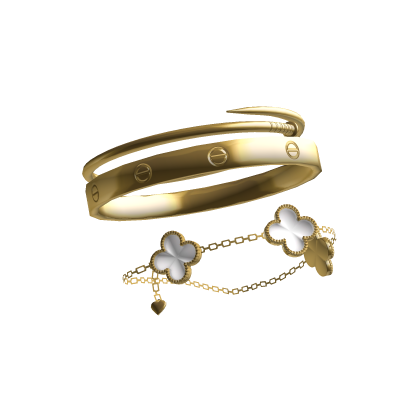 Left Gold Clover Nail Bracelet