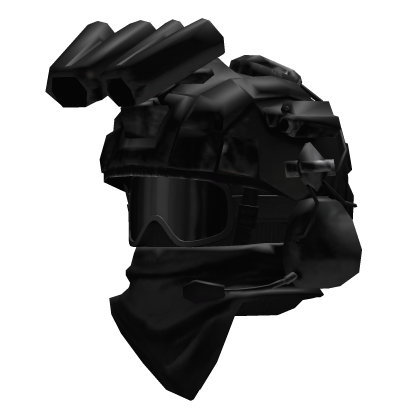 Black Military Helmet w Scarf, Mask And Goggles v2
