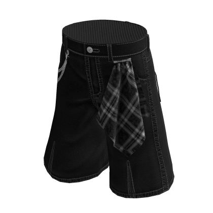 Baggy Y2K Skater Jorts w/ Chains (Black)