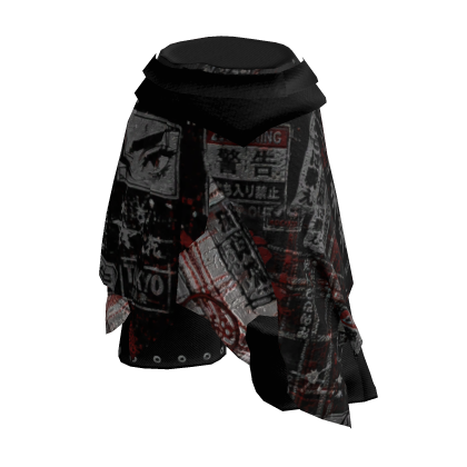INA - Jorts Black Skirt Anime Graffiti Y2K