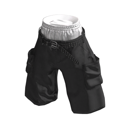 💜 Saggy Cargo Layered Shorts_Black