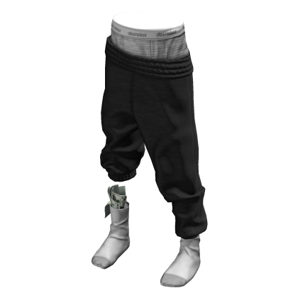 Black Sagging Joggers w/ Money Socks