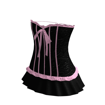 ♡ Black and Pink Vintage Embossed Satin Corset
