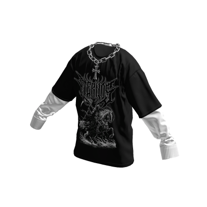 Eternos Graphic Layered Shirt w/ Cross Chain