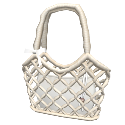 Crochet Tote Bag w/ Mini Pouch in Beige (3.0)