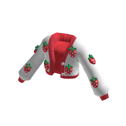 Cute Oversized Cropped Cardigan - Strawberry