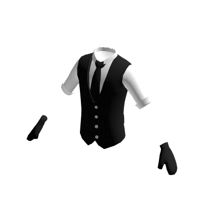 White Shirt & Formal Black Vest w/ Gloves