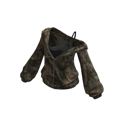 Off Shoulder Oversized Hoodie Camo