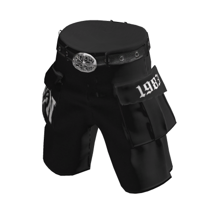 💜 Y2K Chrome Buckle Cargo Shorts_ Black