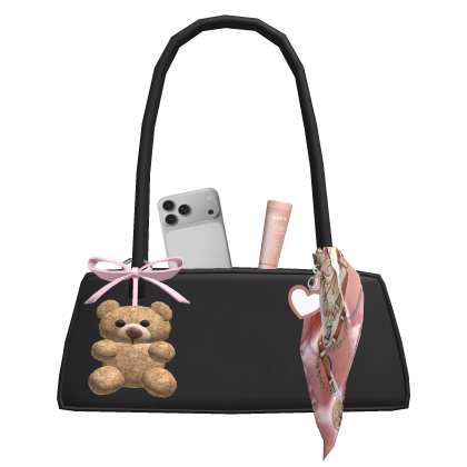 Cute Bow Bear Black Bag