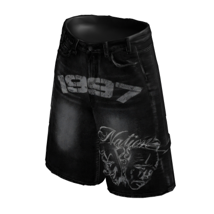 Grunge 1997 Black Denim Shorts