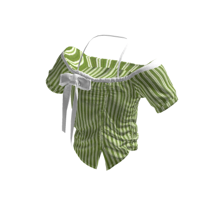 💜 Preppy Ribbon Off-Shoulder Top_Green