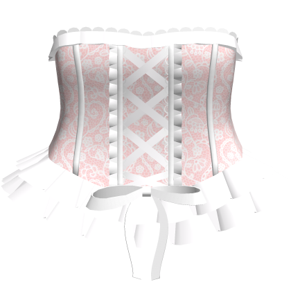 Pink & White Laced Bow Corset Ruffled Mini Dress