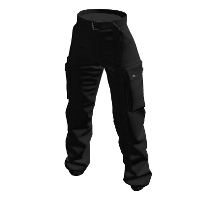 Cargo Pants with Strap - Black