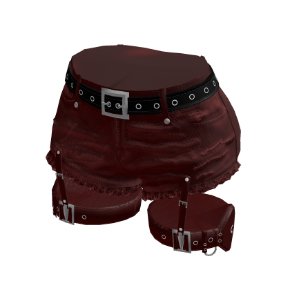 Y2K Grunge Studded Garter Shorts (Red)