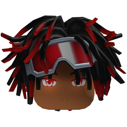Messy Black Dreads with Ski Goggles - Red