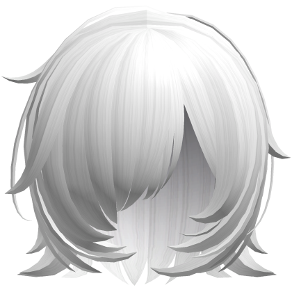 Gloomy Girl Bang Covering Messy Bob Hair White