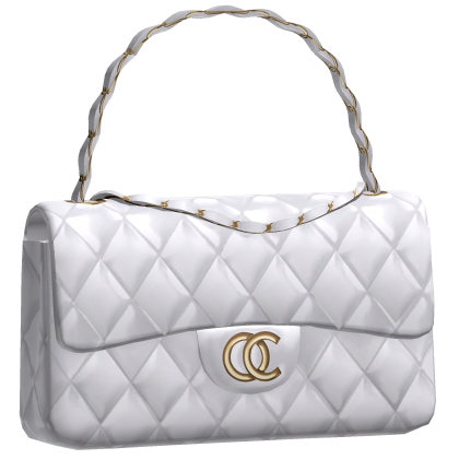 Uptown Quilted Handbag (White, Gold)