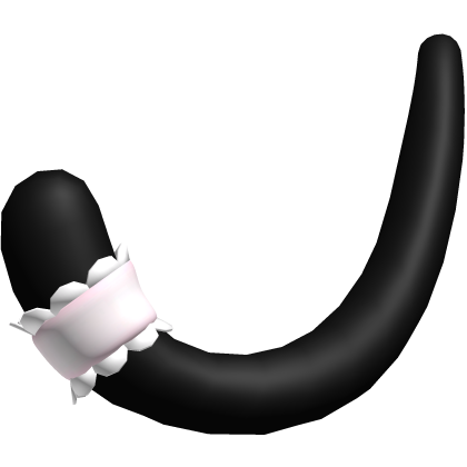 ♡ : black kitty tail w/ pink kawaii ruffle cuff