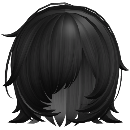 Gloomy Girl Bang Covering Messy Bob Hair Black