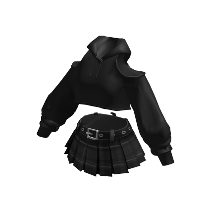 Black Cut Out Hoodie Skirt