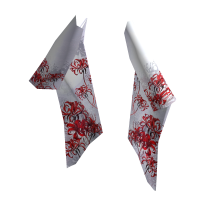 White Red Spider Lily Kimono Furisode Sleeves