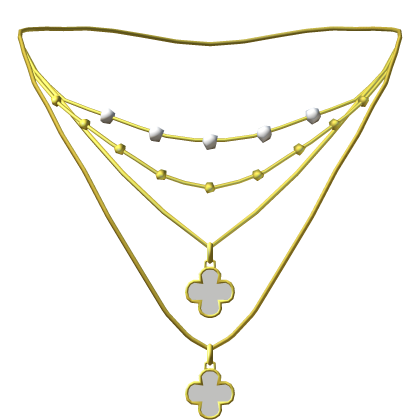 Layered White Clover Necklace Gold 3.0